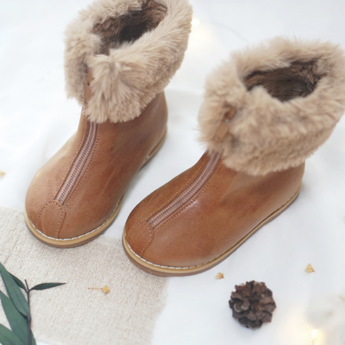 Leather fleece boots