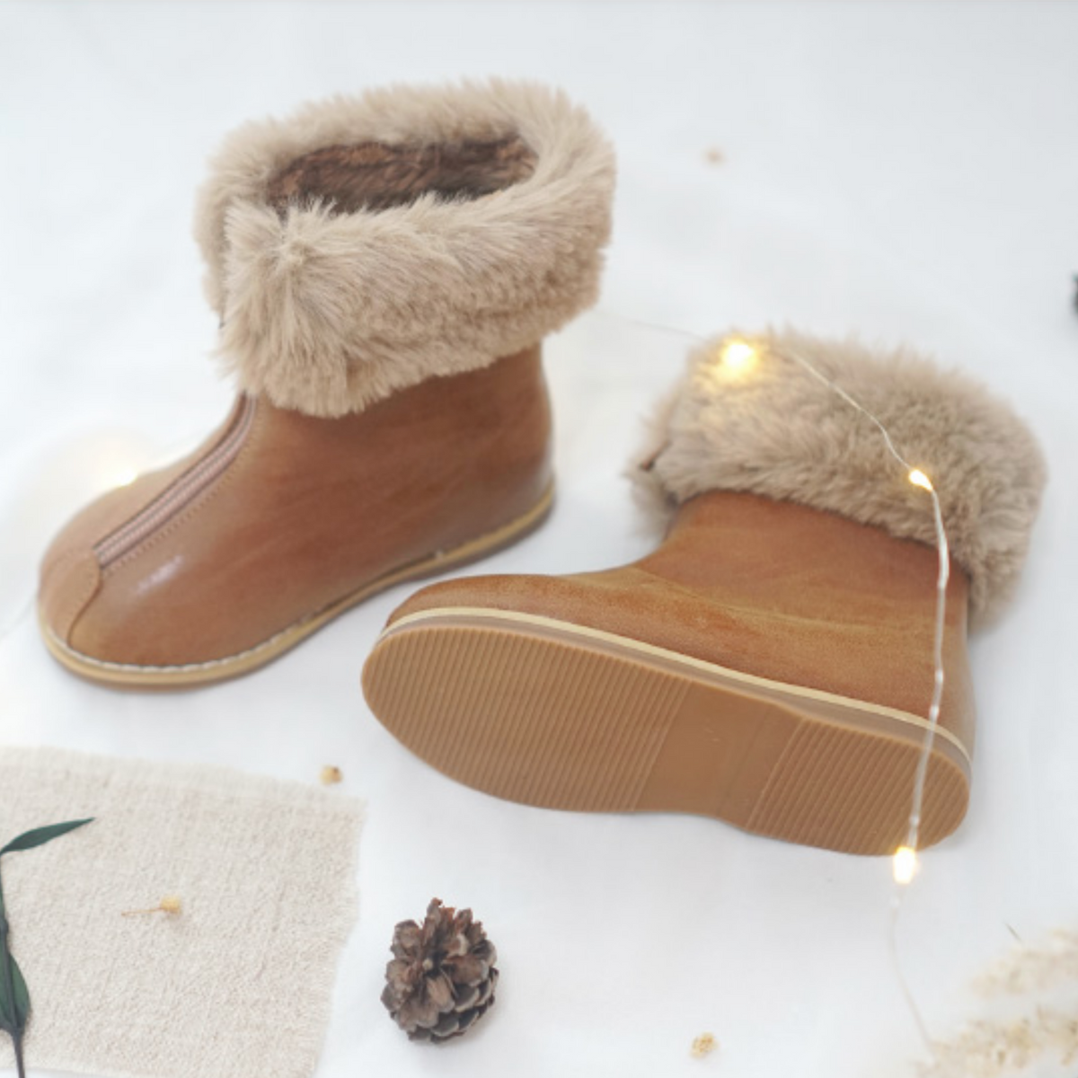 Leather fleece boots