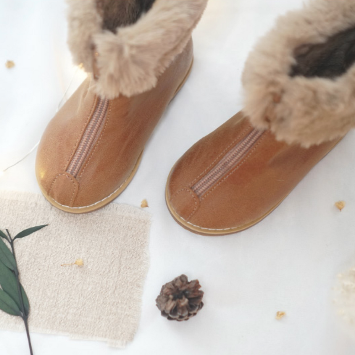 Leather fleece boots