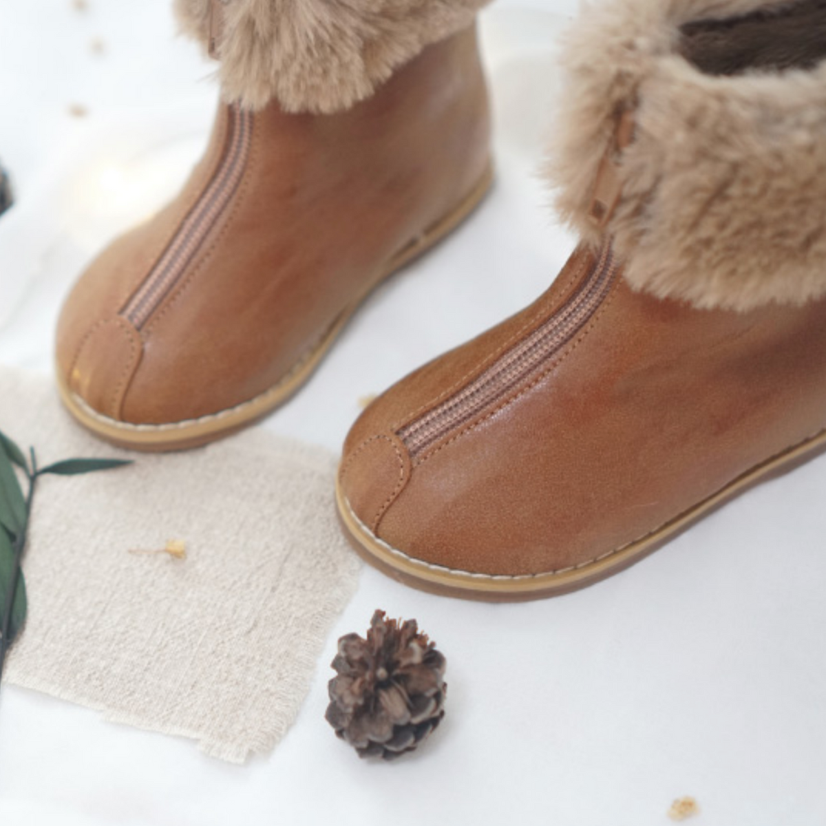 Leather fleece boots