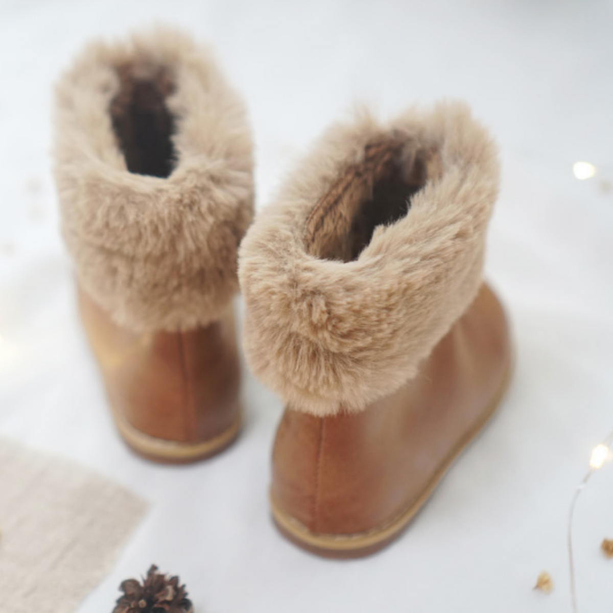 Leather fleece boots