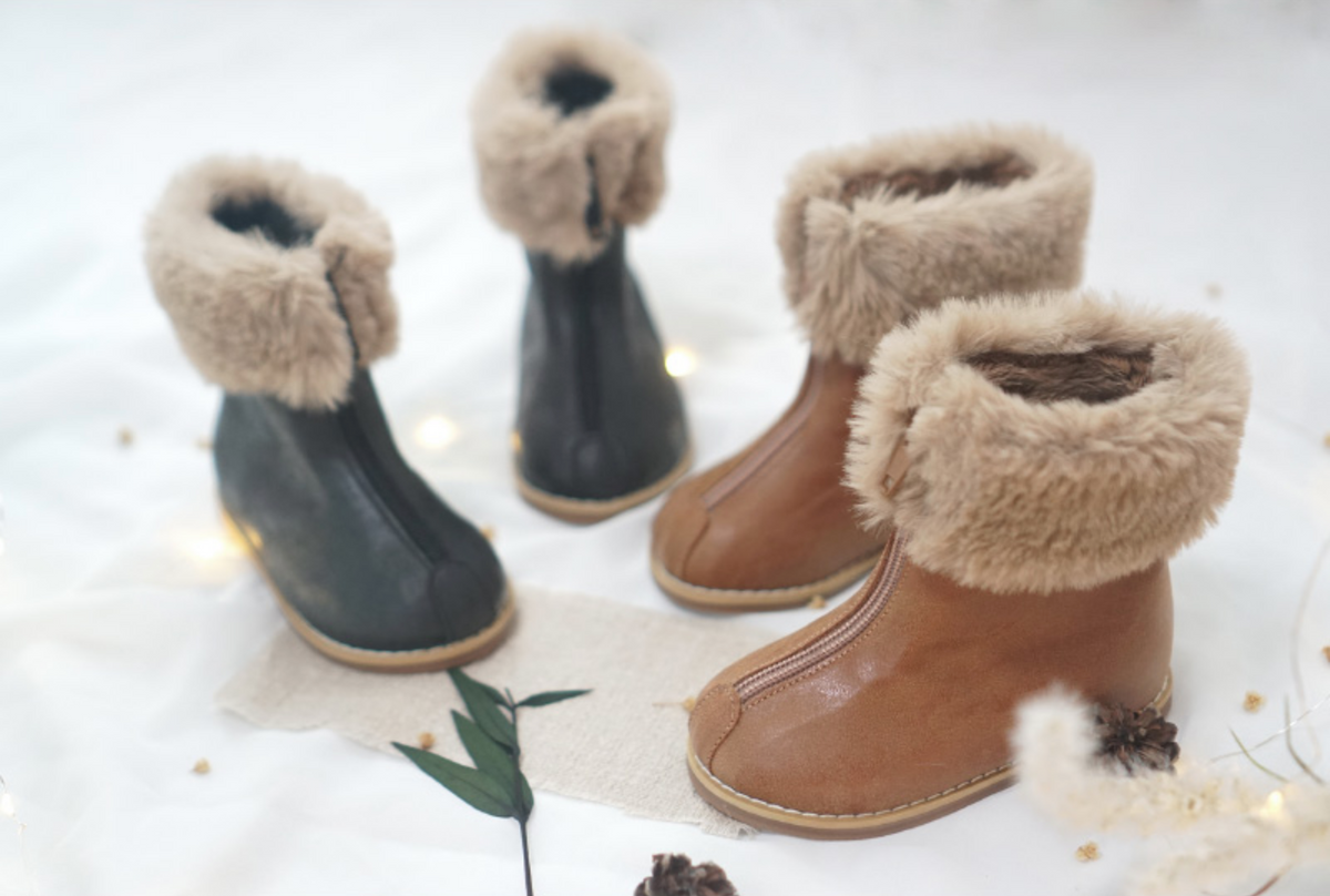 Leather fleece boots