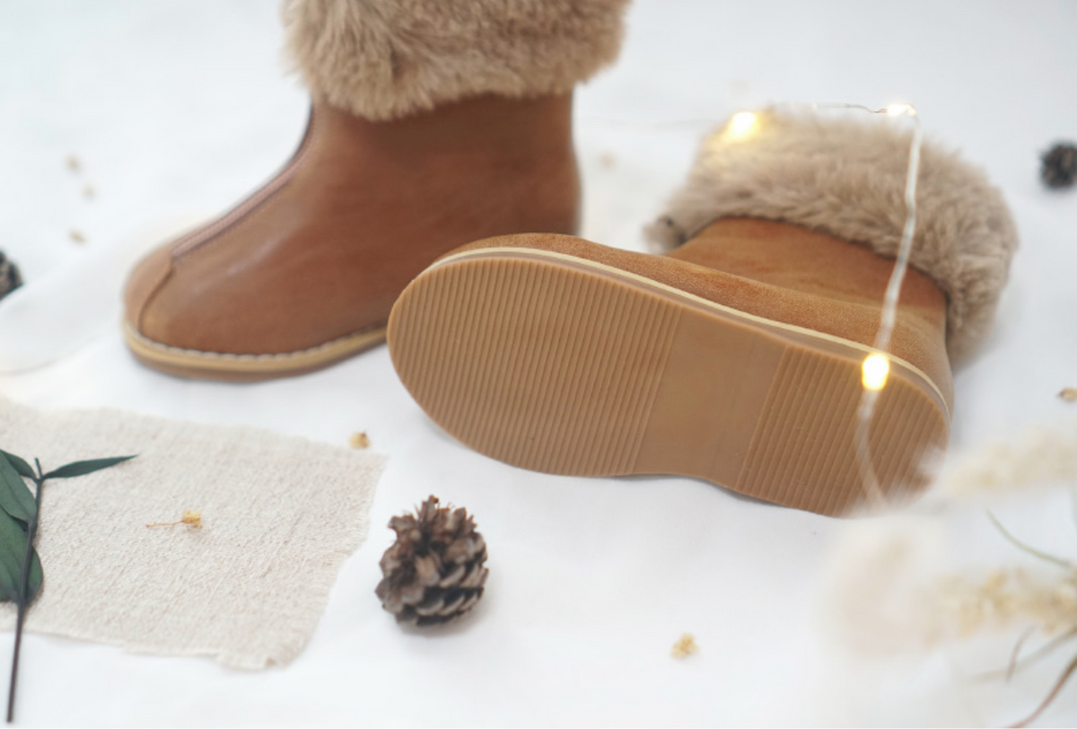 Leather fleece boots