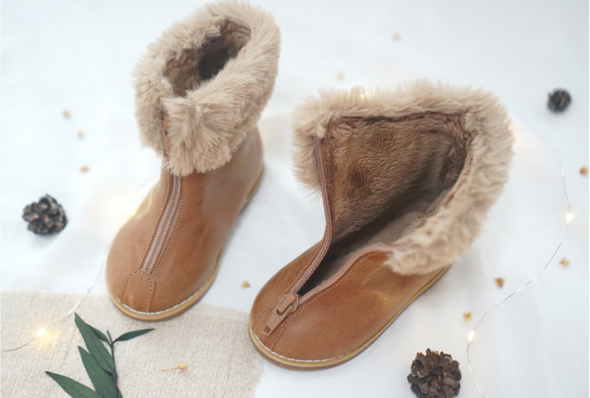 Leather fleece boots