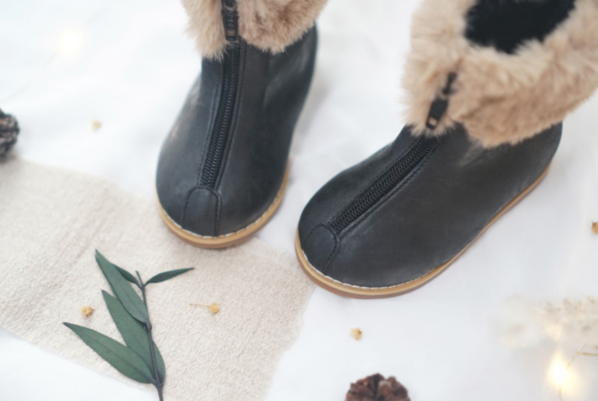 Leather fleece boots