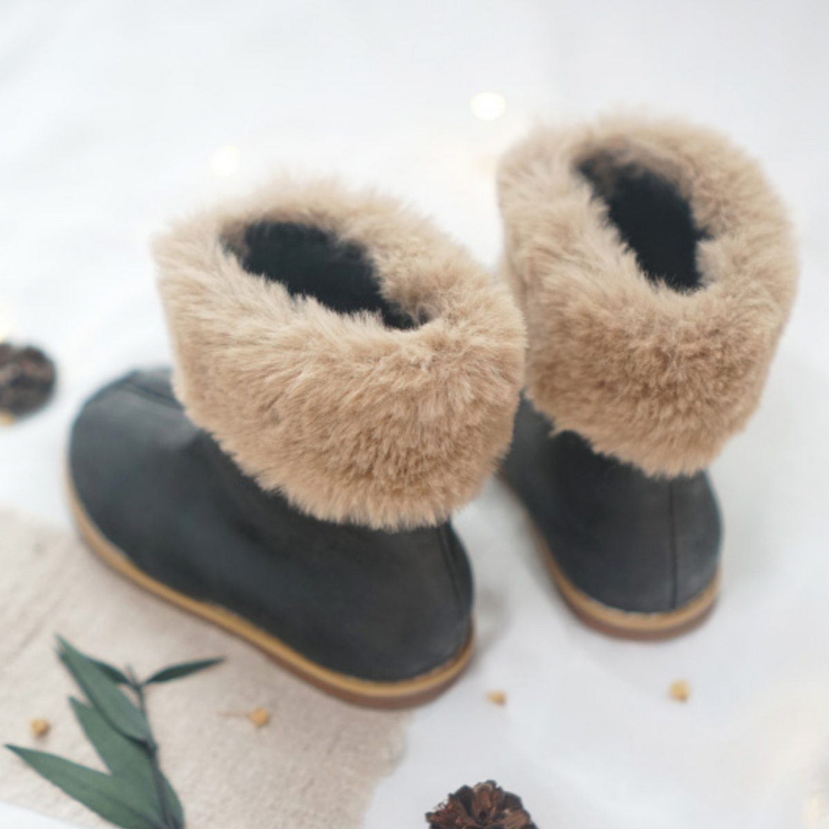 Leather fleece boots