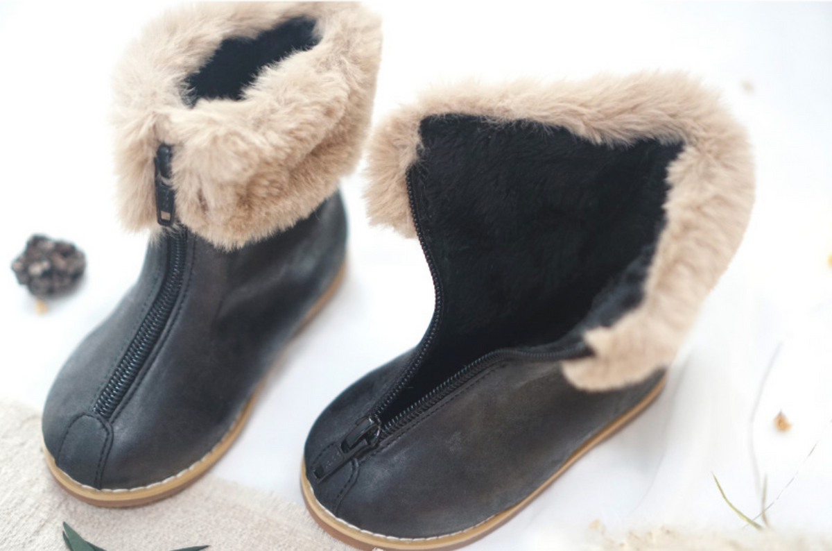 Leather fleece boots
