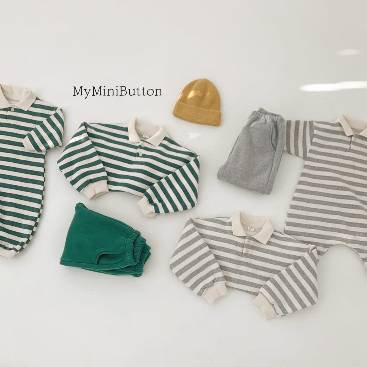 Striped collar jumpsuit