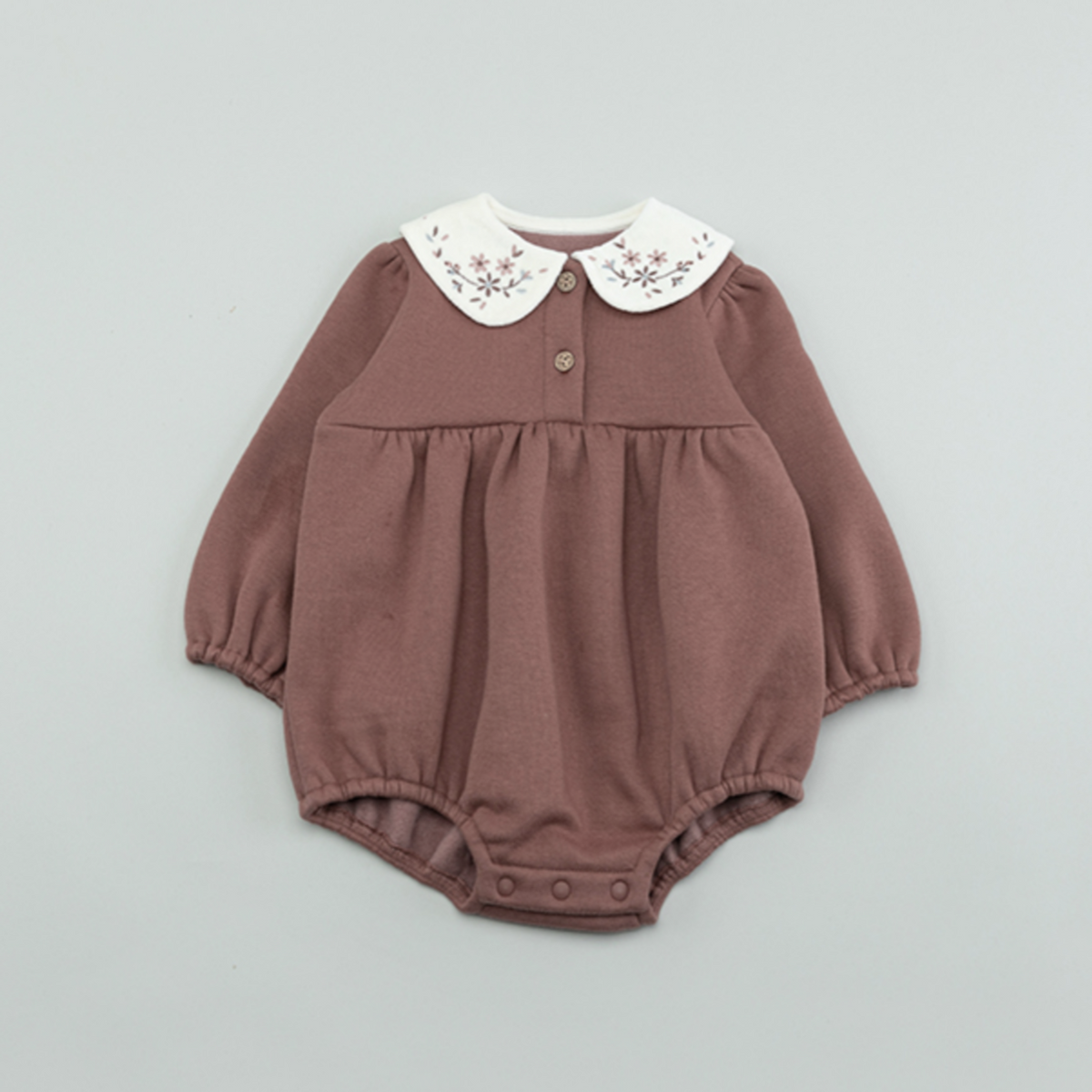 Flower stitched collar romper