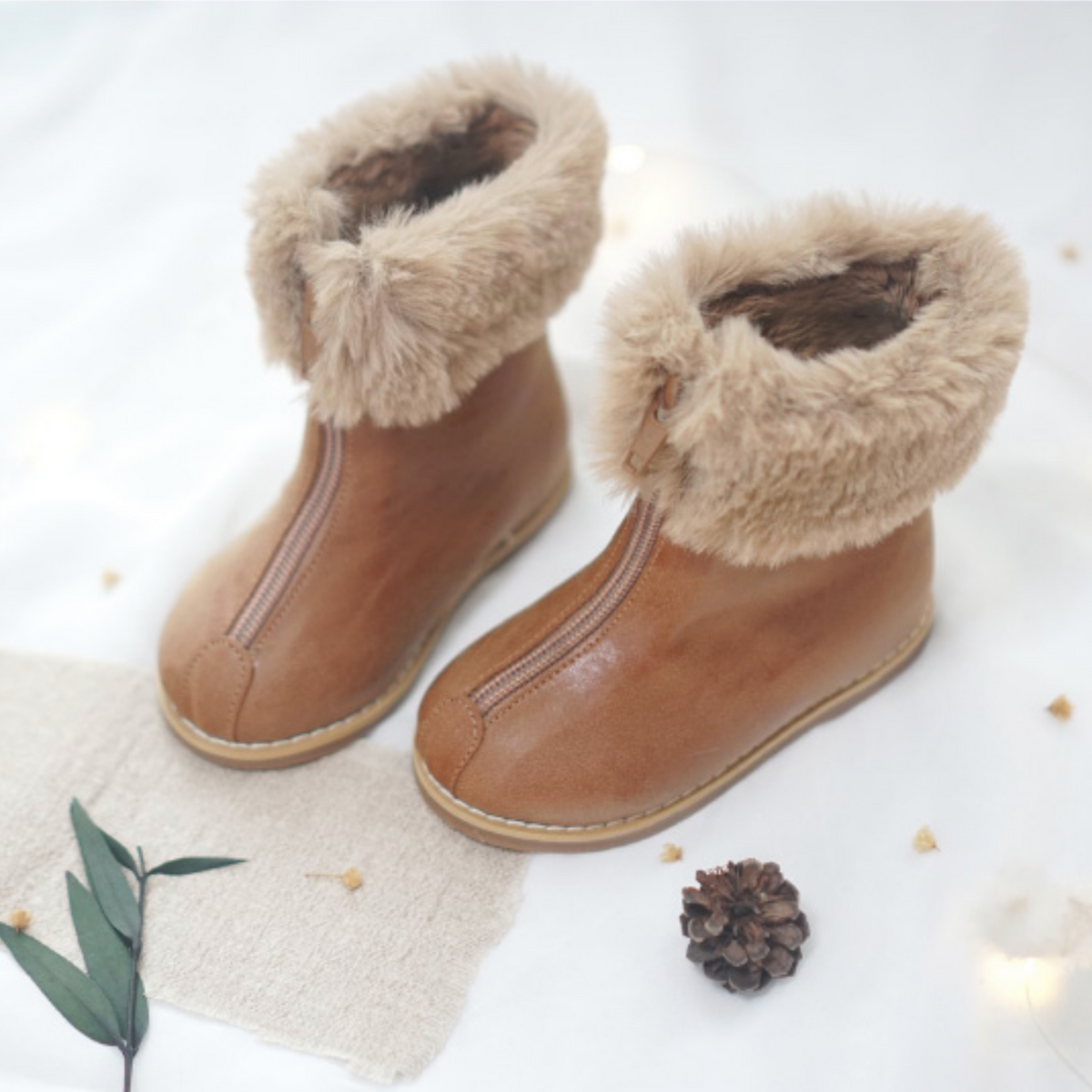 Leather fleece boots