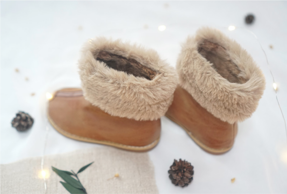 Leather fleece boots