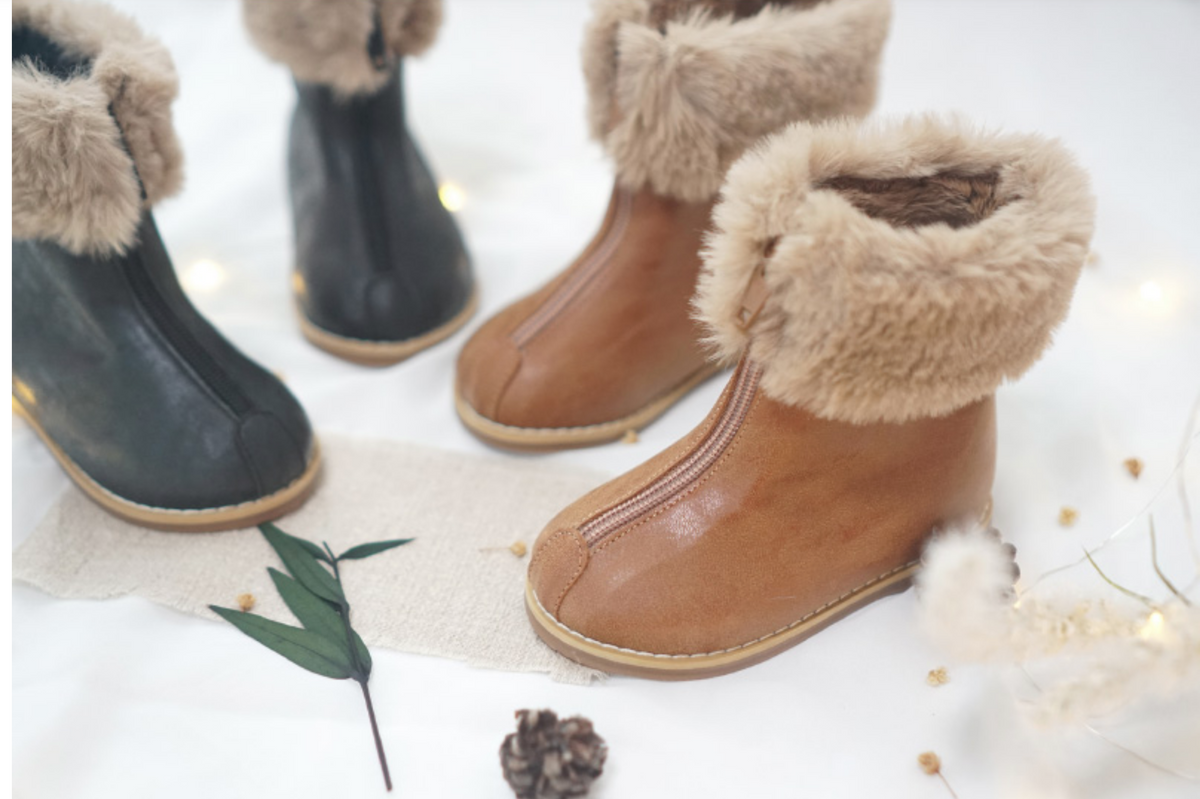 Leather fleece boots