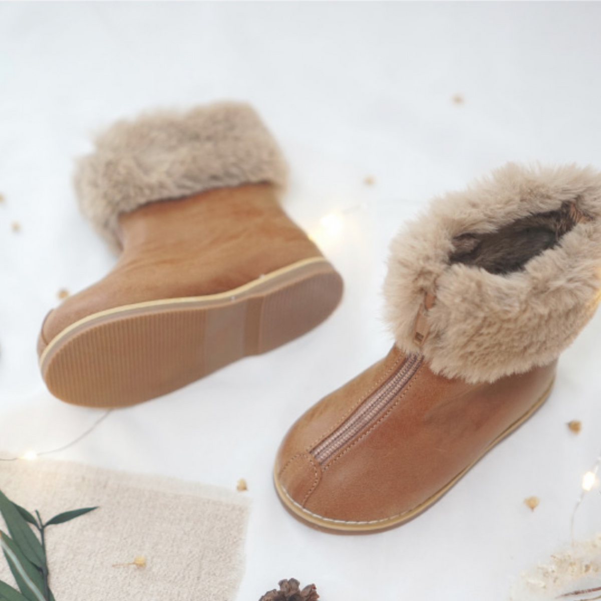 Leather fleece boots