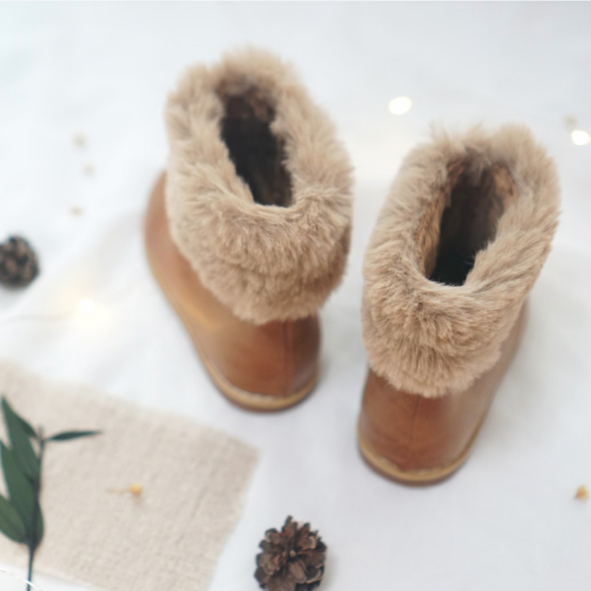 Leather fleece boots