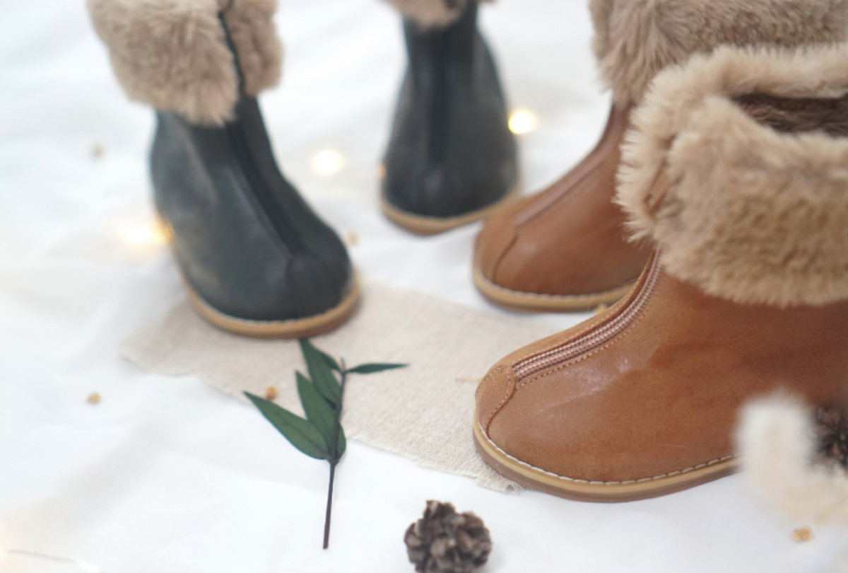 Leather fleece boots