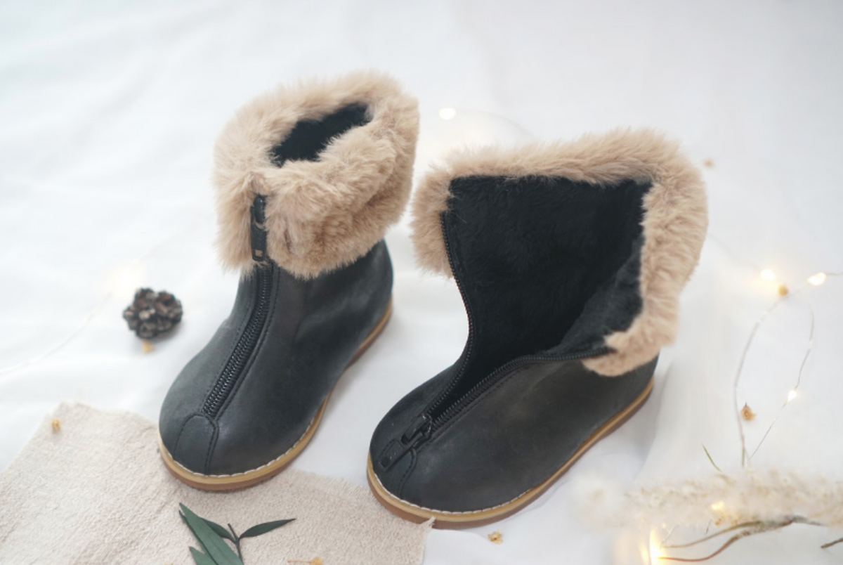 Leather fleece boots