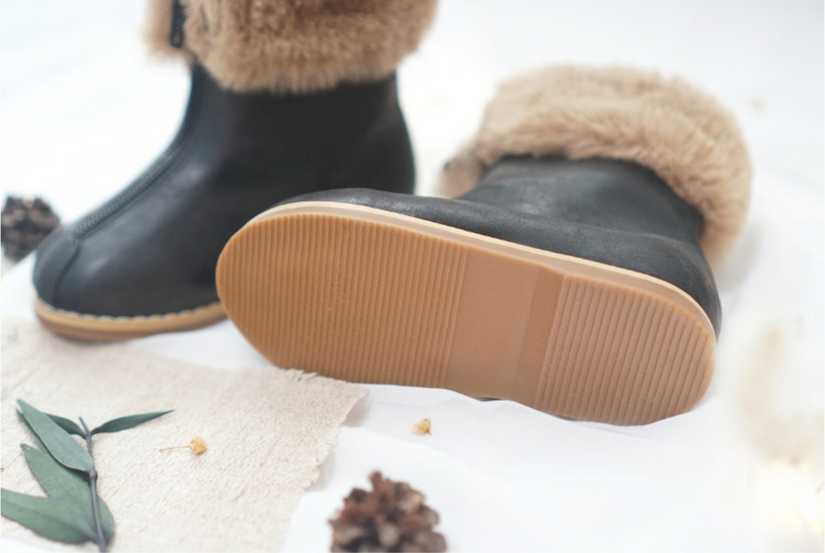 Leather fleece boots